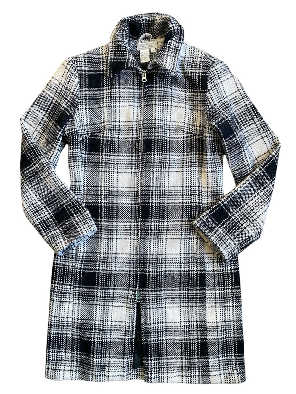 Newport News Plaid Wool Trench Coat Size 8 Vtg